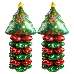 CINECE クリスマス バルーン 風船 アルミ 巨大 ツリー デコレーショ 四つ葉 豪華 飾り 飾り付け パーティー 仮装 学園祭 文化祭 小道具 ホームデコレーション用小物 (クリスマス 100cm 2枚)