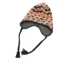 美品 THE NORTH FACE ノースフェイス 日本製 総柄 シェルパビーニー ニットキャップ FREE グレージュ NN41227 アウトドア 耳当て メンズ 古着