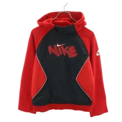 NIKE ナイキ 長袖 フリース切替 パーカー L レッド レディース 古着