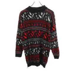jamknits 90s USA製 オールド 総柄 長袖 セーター ブラック ニット レディース 古着