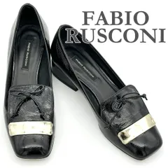 ■希少■ FABIO RUSCONI 革靴 エナメル リボン スクエアトゥ ダークブラウン 2349T