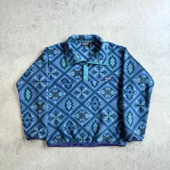 90s 1993年 USA製 patagonia Synchilla Snap T Pullover 【 blue pattern 】 パタゴニア シンチラ スナップT プルオーバー フリース【 ブルー 総柄 】