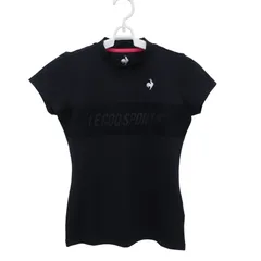 【美品】le coq sportif(ルコックスポルティフ) 半袖モックネックシャツ 黒 レディース S ゴルフウェア 2512-1480 中古