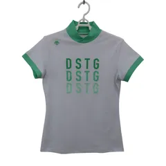 【美品】DESCENTE(デサント) 半袖モックネックシャツ 白ミントグリーン レディース M ゴルフウェア 2512-1510 中古