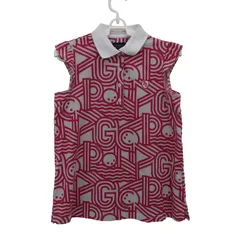 PEARLY GATES(パーリーゲイツ) ノースリーブポロシャツ 白ピンク総柄 レディース 0 055-9160426 ゴルフウェア 2512-1204 中古