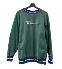 チャンピオン Champion 90s 90年代 刺繍タグ REVERSE WEAVE リバースウィーブ  USA製 トレーナー ラインリブ ロゴ刺繍 緑 スウェット 刺繍 グリーン XLサイズ 104MT-2591