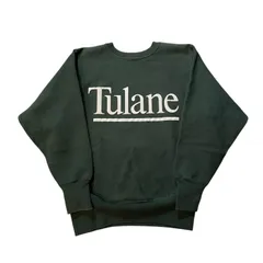 90s Champion R/W “TULANE” Sweatshirt 緑 M チャンピオン リバースウィーブ プリント カレッジ テュレーン大学