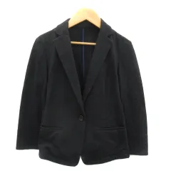 コムサイズム COMME CA ISM テーラードジャケット ミドル丈 七分袖 シングルボタン 無地 7 黒 ブラック /YK31 ■MO