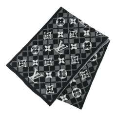 【天白】ルイヴィトン エシャルプ モノグラム マウンテン マフラー M77135 ブラック グレー カシミヤ アパレル メンズ