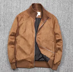 新品■スエード ジャンバー ブルゾン スタンドカラー 防風 保温 フライトジャケット メンズ 秋冬 防寒 ストレッチ デザイン性