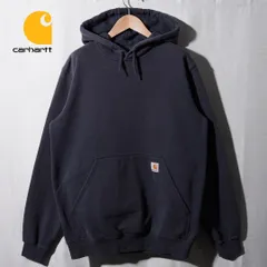 カーハート Carhartt パーカー M 相当 表記 S ネイビー ロゴ刺繍 00s ORIGINAL FIT オリジナルフィット オーバーサイズ 裏起毛 フーディー ワンポイント ロゴ ストリート ワーク 古着 K620