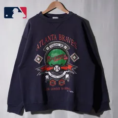 90s USA製 MLB アトランタ ブレーブス スウェット XL ネイビー 1992年製 ヴィンテージ Vintage ストリート Y2K オーバーサイズ 前V SIGNAL SPORTS ワールドシリーズ ATLANTA BRAVES 古着 R1010