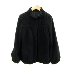 B&Y ユナイテッドアローズ BEAUTY&YOUTH ビューティー&ユース ブルゾンジャケット スタンドカラー ミドル丈 無地 ジップアップ ウール S 黒 ブラック /SY6