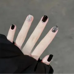 No.405 ネイルチップ 24枚入り ブルー パープル フレンチ ラメ パール クリア 清楚 上品 付け爪 韓国 オフィス 大人可愛い