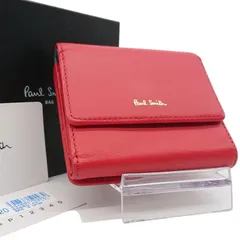【極美品】Paul Smith 三つ折り財布 コンパクトウォレット レッド レザー 箱付き