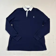 L) ポロラルフローレン アイコニック ラグビー シャツ ネイビー 長袖 新モデル