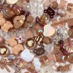 No.408 デコパーツ 詰め合わせ 50g くま ハート チョコ カラー ミックス ハンドメイド 素材 樹脂 パーツ