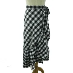 ジェイクルー J.CREW ラップスカート フリル ギンガムチェック ロング丈 OO 白 黒 ホワイト ブラック 0825