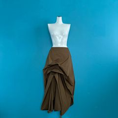 1193 ENFÖLD エンフォルド 変形 ドレープ ロングスカート ダークカーキ