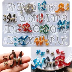 Evergarden アルファベット【穴あきタイプ】シリコンモールド レジン アクセサリー パーツ イヤリング ピアス キーホルダー シャカシャカ シリコン モールド キャンドル アロマストーン 石膏 手作り 樹脂 粘土 シリコン型 型 キット ハンドメイ 1