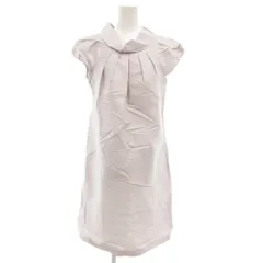 トゥモローランドコレクション TOMORROWLAND collection ワンピース ひざ丈 半袖 フレンチスリーブ タック 絹 シルク 38 グレー /GV