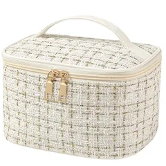 Gevlonecirly 化粧ポーチ 大容量 メイクポーチ 化粧品バッグ 広口 収納ポーチ メイクバッグ 人気 多機能 手提げ メイクアップポーチ おしゃれ 旅行用 コスメ収納 携帯に便利 (White-白) 0