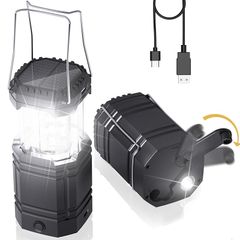 Mesqool ソーラーランタン LED ランタン USB充電式 3000ｍAh 大容量 キャンプランタン 3つの充電方法 350~500LM/実用点灯35-40時間 ledランタン 小型 折り畳み 軽量 防水 釣り/キャンプ/バーベキュー/ハイキング/登 1