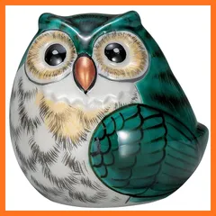 【新品】 九谷焼 ふくろう 置物 開運 厄除け 高さ12.5cm 3号 緑釉彩 K9-1691 0