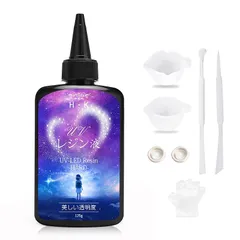 UVレジン液 uv レジン レジン液 125g【新登場】 UV/LED対応レジン液 レジン道具セット 大容量 高い透明 ハードタイプ成形 DIY手作り急速に硬化 装飾&置物 レジン道具 調色パレット 1