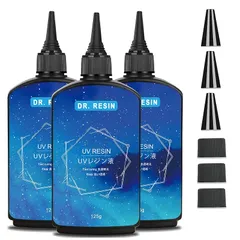 DR. RESIN UV レジン液 大容量 紫外線エポキシ樹脂,375g レジン液 セット, クリスタル状透明で硬, 紫外線/LED互換性, 超硬度 uvレジン 初心者向け 対応DIYハンドメイドジュエリー 装飾 1