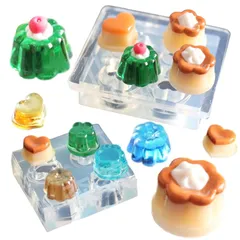 Evergarden 【2サイズセット】プリン型 ゼリー型 スイーツ型 シリコンモールド レジン プリン ゼリー スイーツ アクセサリー パーツ イヤリング ピアス キーホルダー シャカシャカ シリコン モールド キャンドル アロマストーン 石膏 手作り  0