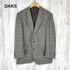 DAKS ダックス チェック 総柄 ウール テーラードジャケット トップス グレー メンズ スーツ
