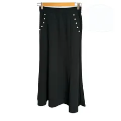 C453 Lax Dan Tia（ラックスダンティア）パールボタン付きマーメイドロングスカート LPサイズ ブラック きれいめ