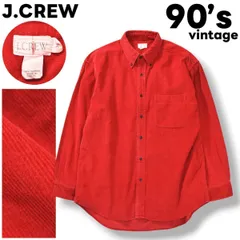 【美品】 90s ヴィンテージ 巨人タグ ジェイクルー J.CREW 長袖 ボタンダウン 細畝 コーデュロイ シャツ M レッド アメリカン カジュアル メンズ