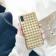 iPhoneXS iPhoneX ケース スマホケース カバー ソフトケース ゴールド スタッズ メタリックカラー 金