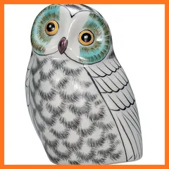 【新品】 九谷焼 ふくろう 置物 開運 厄除け 高さ12.5cm 4号 白 K9-1694 0