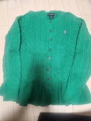 ラルフローレン キッズ グリーン ケーブル ニット カーディガン XL