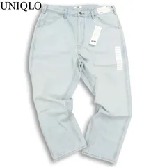 未使用★ UNIQLO ユニクロ USED加工★ ワイドフィット デニム テーパード パンツ ジーンズ Sz.36 メンズ 大きいサイズ