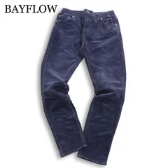 BAYFLOW ベイフロー 秋冬 ストレッチ 裏起毛 コーデュロイ★ テーパード スリム パンツ Sz.3 メンズ 紺 ネイビー