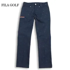 FILA GOLF フィラ ゴルフ 通年★ ロゴ 総柄 スラックス パンツ Sz.78 メンズ ネイビー