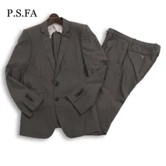 P.S.FA パーフェクトスーツファクトリー 通年 背抜き ストライプ ジャケット パンツ スーツ セットアップ Sz.90Y5 メンズ 灰