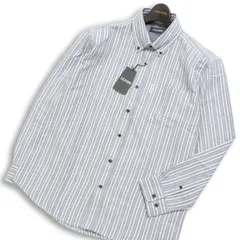 【新品 未使用】 U.P renoma ユーピー レノマ 秋冬★ 長袖 ボタンダウン ストライプ ネル シャツ Sz.L メンズ