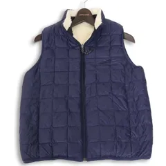 TAION タイオン 秋冬 リバーシブル★ ダウン フェザー ベスト Sz.XL レディース 紺