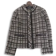 DAMA Collection ダーマ コレクション 秋冬 ニット★ チェック ノーカラー ジャケット Sz.9AR レディース