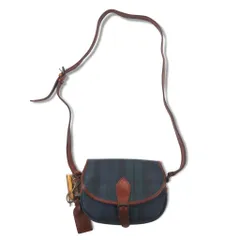 POLO RALPH LAUREN ショルダーバッグ ポシェット グリーン チェック PVC レザー切り替え