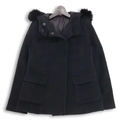 COMME CA DU MODE コムサ デ モード 秋冬 リアル ファー着脱可★ アンゴラ アルパカ  フーディー コート Sz.F レディース 黒のサムネイル