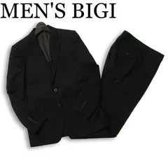 MEN'S BIGI メンズビギ 通年 背抜き★ ストライプ スーツ セットアップ ジャケット スラックス パンツ Sz.2 メンズ 黒