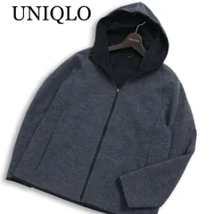 UNIQLO ユニクロ 秋冬 裏起毛★ ブロックテック フリース パーカー Sz.XL メンズ 紺 ネイビー 大きいサイズ