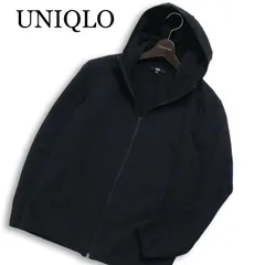 UNIQLO ユニクロ 秋冬 裏起毛★ ブロックテック フリース ジップ パーカー Sz.M メンズ 黒