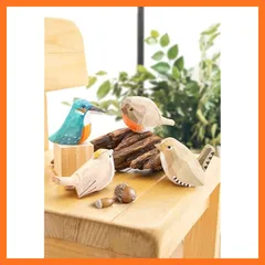 【新品】 MIOSU 鳥 とり 置物 北欧 雑貨 インテリア 置き物 オブジェ 飾り 木製 手作り 小物 雑貨 幸運 動物 4羽セット かわいい プレゼント 贈り物 1